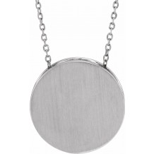 Platinum 17 mm Engravable Scroll Disc 16-18 Necklace