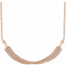 14K Rose 1/4 CTW Diamond Twisted Bar 16-18 Necklace