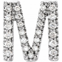 14K White .08 CTW Diamond Single Initial M Earring