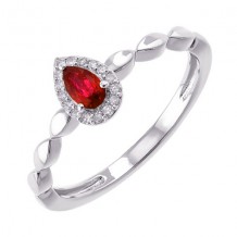 Gems One 10Kt White Gold Diamond (1/20Ctw) & Ruby (1/4 Ctw) Ring