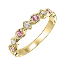 Gems One 14Kt Yellow Gold Diamond (1/20Ctw) & Pink Tourmaline Ring