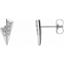 14K White 1/6 CTW Diamond Geometric Earrings