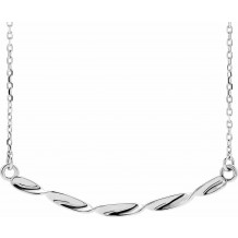 14K White Twisted Ribbon Bar 16-18 Necklace