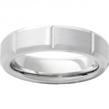 Serinium Beveled Edge Band with Milled Vertical Grooves and Satin Finish