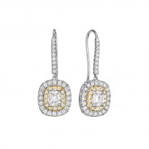 Henri Daussi Yellow Platinum Diamond Drop Earrings