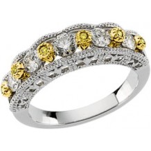 14K White & Yellow 3/4 CTW Diamond Anniversary Band