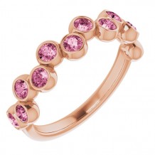 14K Rose Pink Tourmaline Bezel-Set Ring