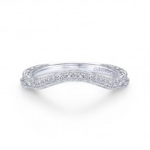 Gabriel & Co. 14k White Gold Victorian Curved Wedding Band