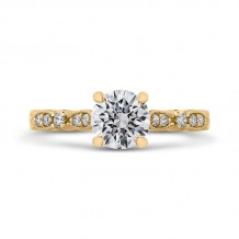 Shah Luxury 14K Yellow Gold Round Diamond Vintage Engagement Ring (Semi-Mount)