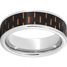 Serinium Pipe Cut Band with Black and Orange Carbon Fiber Inlay