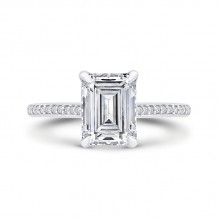 Shah Luxury Emerald Diamond Engagement Ring In 14K White Gold (Semi-Mount)