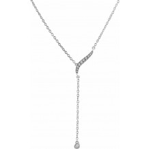 14K White 1/10 CTW Diamond Y 16-18 Necklace