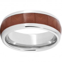 Serinium Domed Band with Copper Inlay and Box Laser Engraving