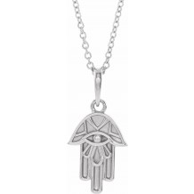 14K White Hamsa 16-18 Necklace