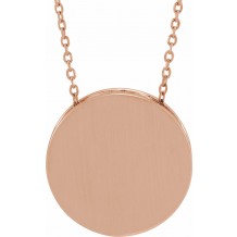 14K Rose 17 mm Scroll Disc 16-18 Necklace