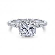 Gabriel & Co. 14k White Gold Contemporary Halo Engagement Ring