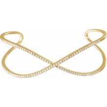 14K Yellow 3/4 CTW Diamond Criss-Cross Cuff 7 Bracelet