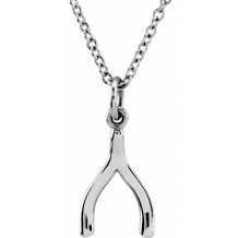 14K White Tiny Poshu00ae Wishbone 16-18 Necklace
