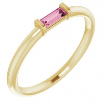 14K Yellow Pink Tourmaline Stackable Ring