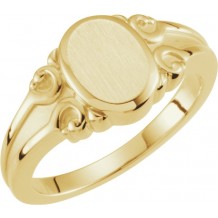 14K Yellow 9.7x8 mm Oval Signet Ring