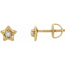 14K Yellow 3 mm Round June Youth Star Birthstone Earrings