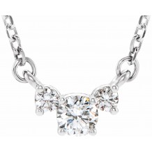 14K White 1/3 CTW Diamond Three-Stone 16-18 Necklace