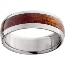 Titanium Domed Band with Exotic Red Mallee Burl Wood Inlay