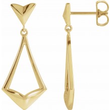 14K Yellow Geometric Dangle Earrings with Backs