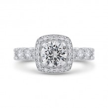 Shah Luxury 14K White Gold Round Diamond Halo Engagement Ring (Semi-Mount)