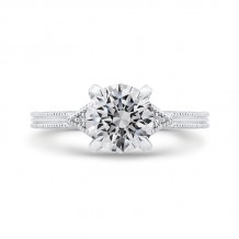 Shah Luxury Round Cut Diamond Engagement Ring In 14K White Gold (Semi-Mount)