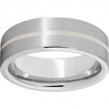 Serinium Pipe Cut Band with a 1mm Sterling Silver Inlay and Satin Finish