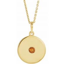 14K Yellow Citrine Disc 16-18 Necklace