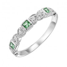 Gems One 14Kt White Gold Diamond (1/10Ctw) & Emerald (1/6 Ctw) Ring