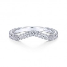 Gabriel & Co. 14k White Gold Victorian Curved Wedding Band