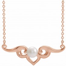 14K Rose Freshwater Cultured Pearl Bar 18 Necklace