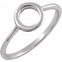 14K White 8 mm Circle Ring