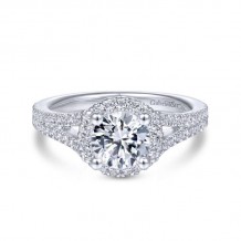 Gabriel & Co. 14k White Gold Contemporary Halo Engagement Ring