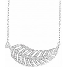 14K White 3/8 CTW Diamond Leaf 16-18 Necklace