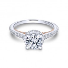 Gabriel & Co. 14k Two Tone Gold Crown Straight Engagement Ring