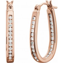 14K Rose 1/2 CTW Diamond Inside-Outside 22.5 mm Hoop Earrings