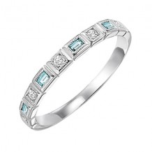 Gems One 14Kt White Gold Diamond (1/12Ctw) & Aquamarine (1/10 Ctw) Ring