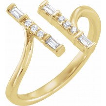 14K Yellow 1/6 CTW Diamond Double Bar Ring