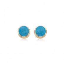 14K Yellow Gold Chinese Turquoise Stud Earrings