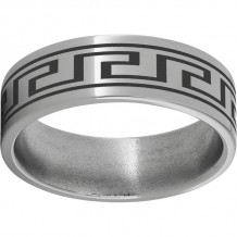 Titanium Flat Band with a Greek Laser Engraving