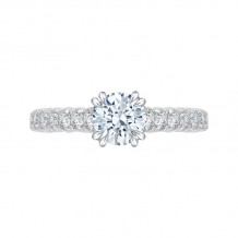 Shah Luxury 14K White Gold Euro Shank Round Diamond Cathedral Style Engagement Ring (Semi-Mount)