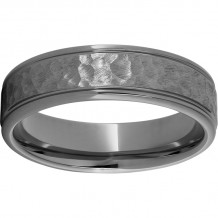 Rugged Tungsten  6mm Rounded Edge Band with Moon Finish
