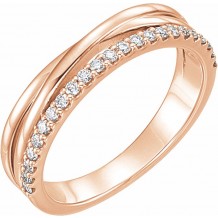 14K Rose 1/4 CTW Diamond Criss-Cross Ring