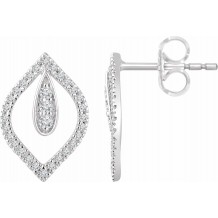 14K White 1/4 CTW Diamond Freeform Earrings