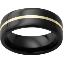 Black Diamond Ceramic Pipe Cut Band with 1mm 18K Yellow Gold Inlay