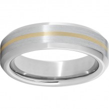 Serinium Beveled Edge Band with a 1mm 14K Yellow Gold Inlay